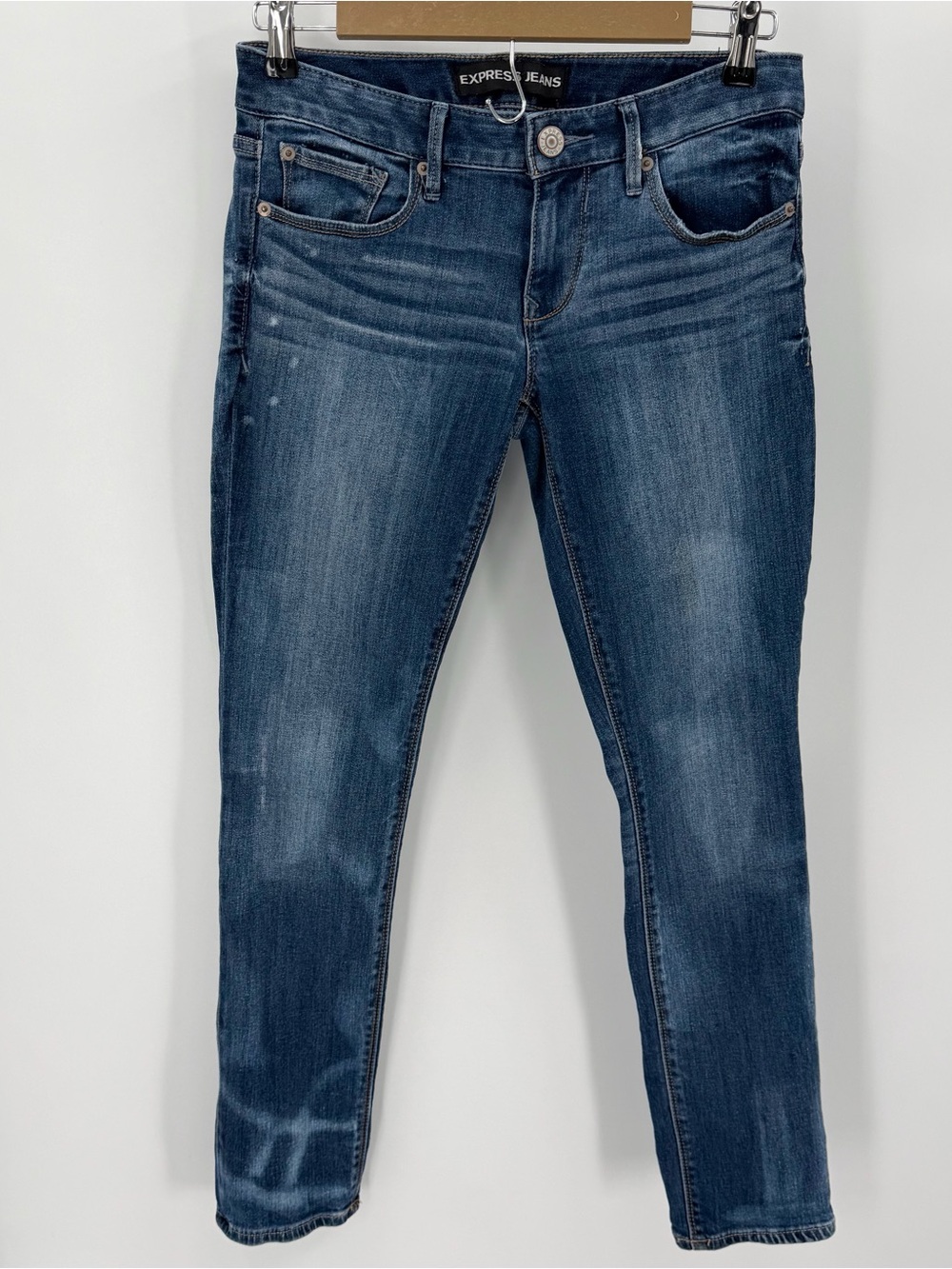 Express Jeans Women’s 4 Blue Denim STELLA Low Rise Ankle Skinny 2013 -spot